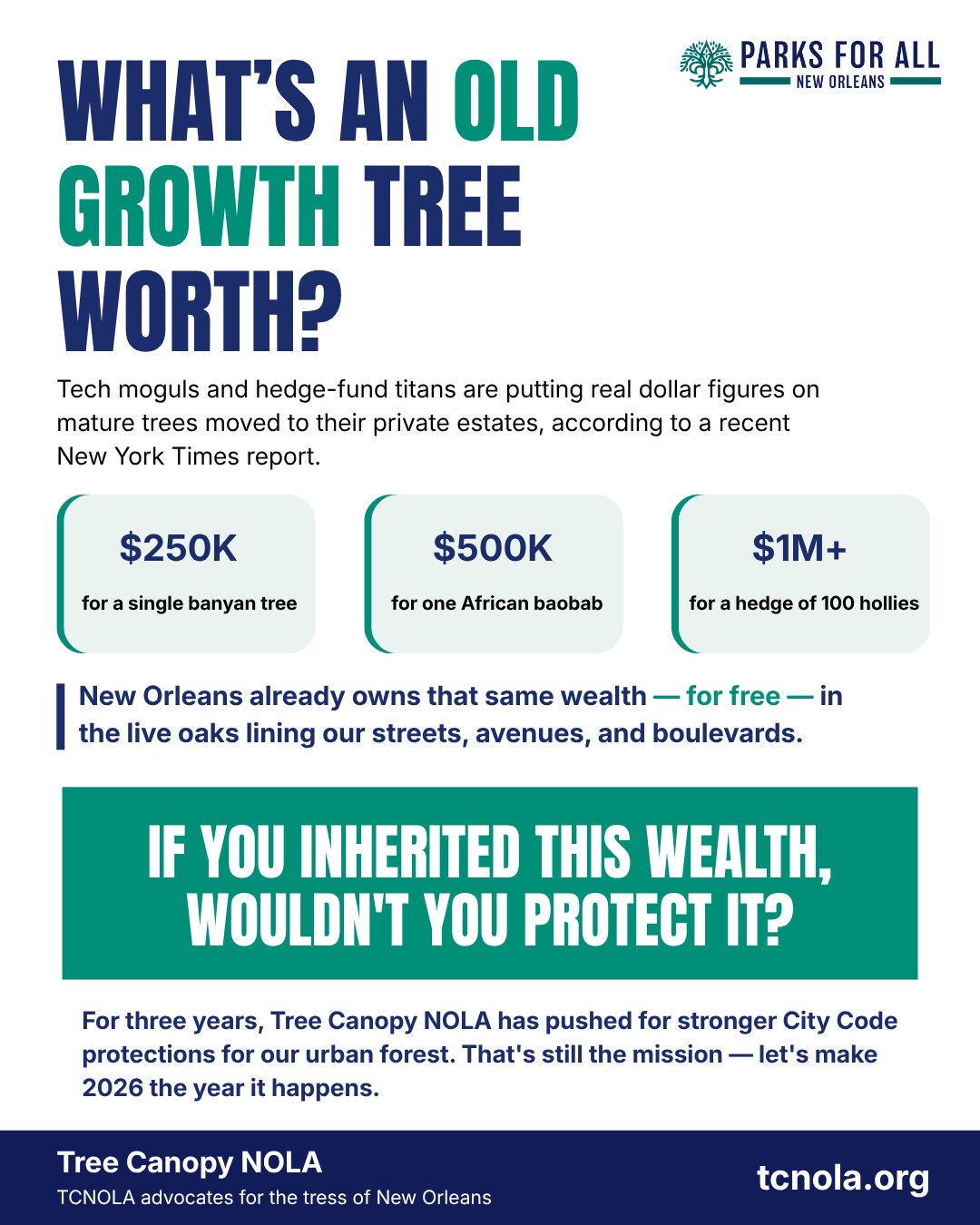 Parks For All Instagram post: what's an old growth tree worth