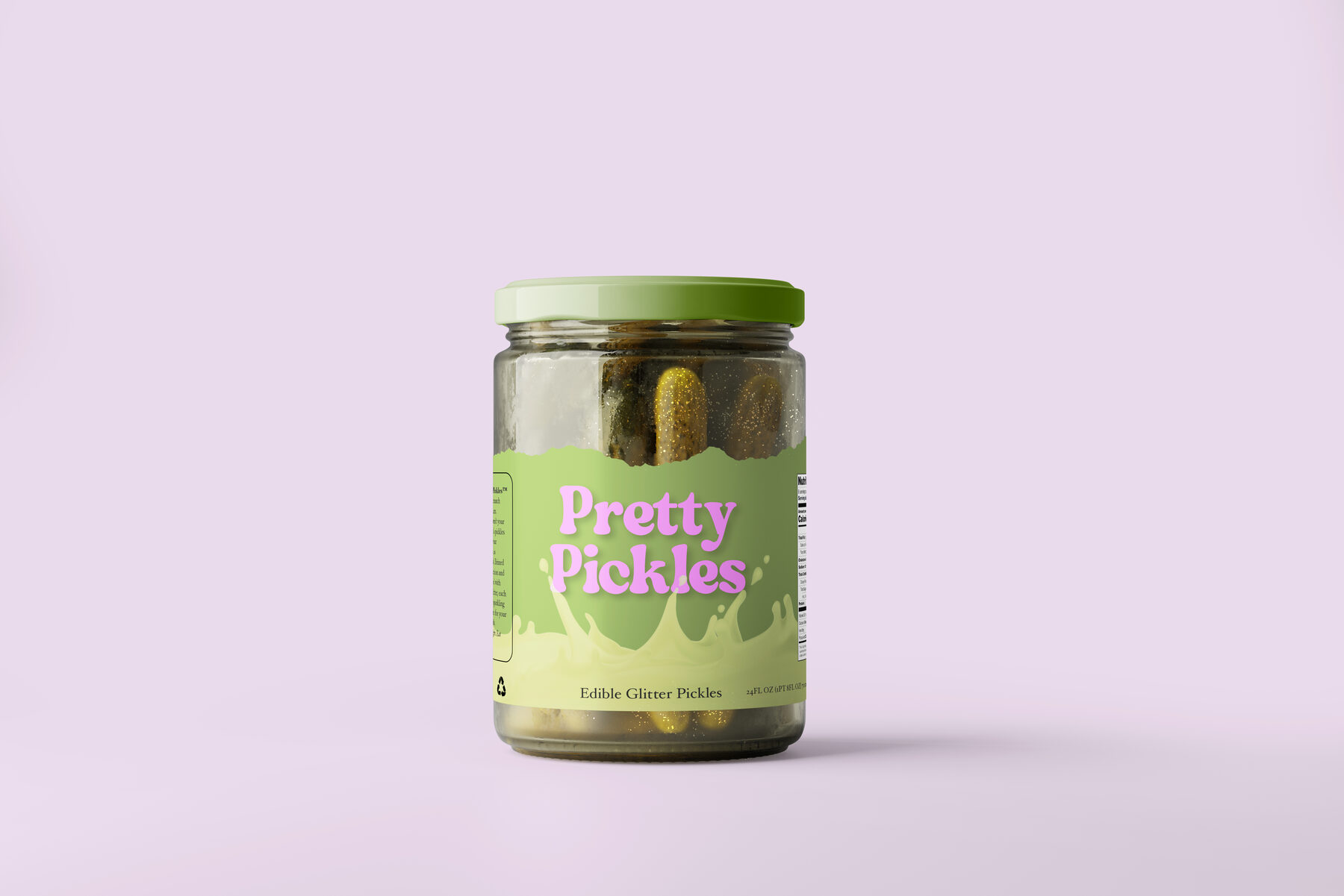 Pretty Pickles packaging on pink background