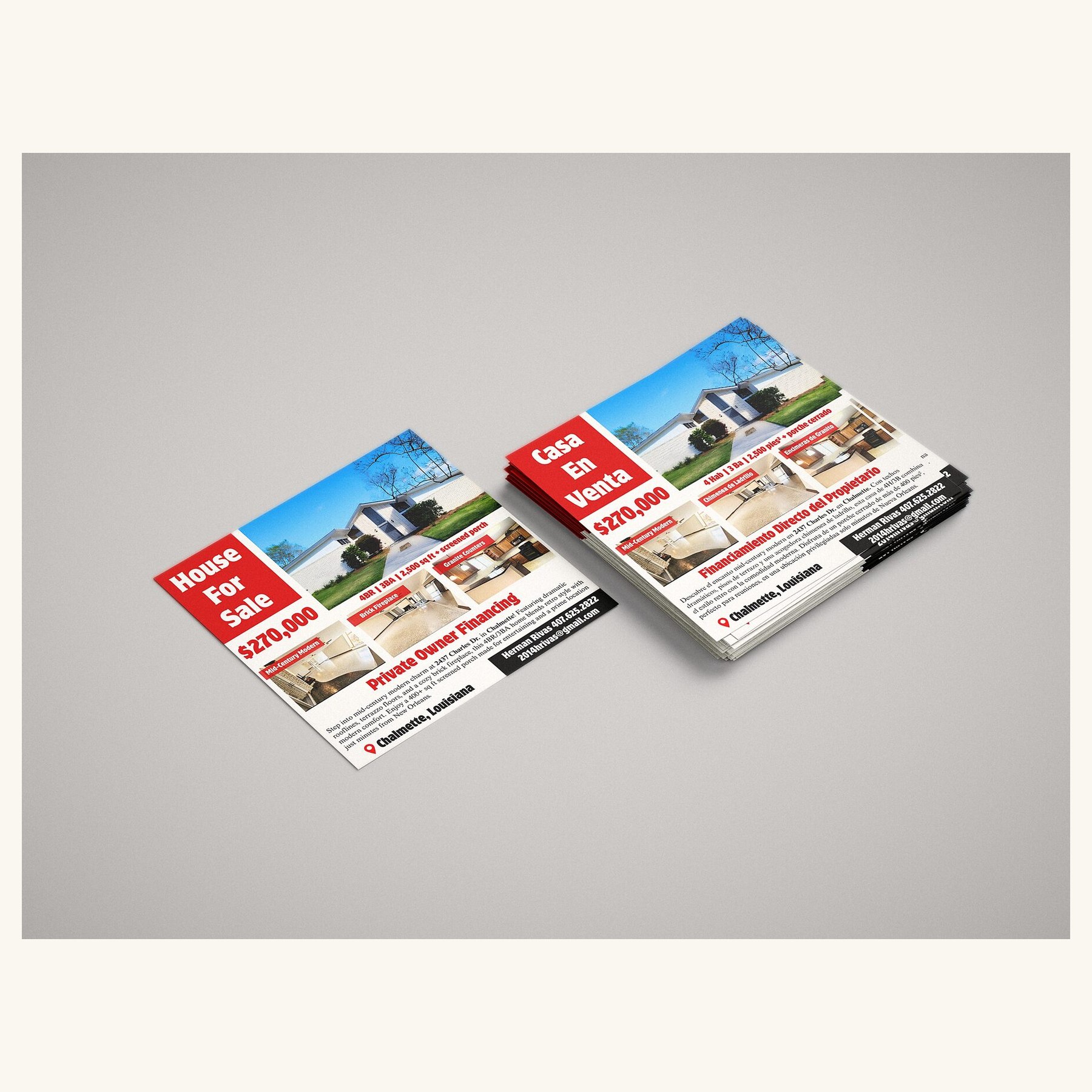 Bilingual real estate flyer