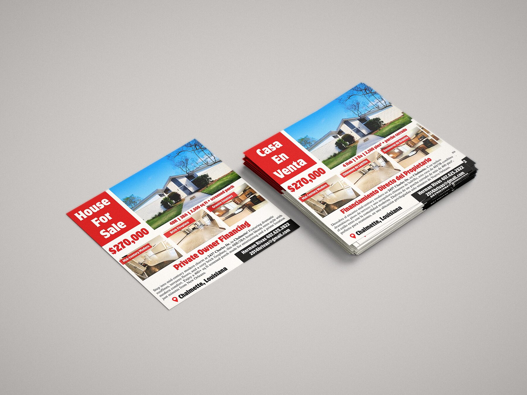 Bilingual real estate flyer