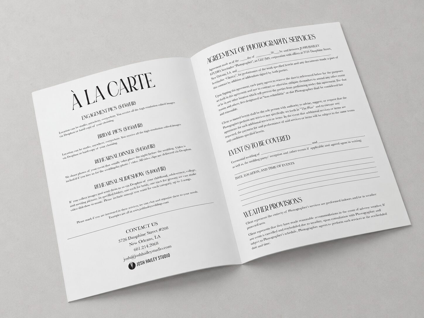 Wedding contract pages four and five